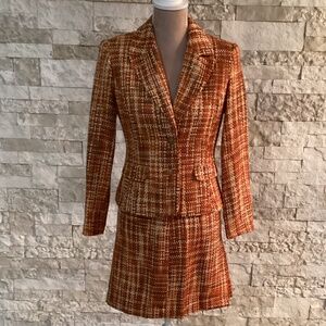 Signature by Larry Levine Multi Orange Woven Skirt Suit (NWT)